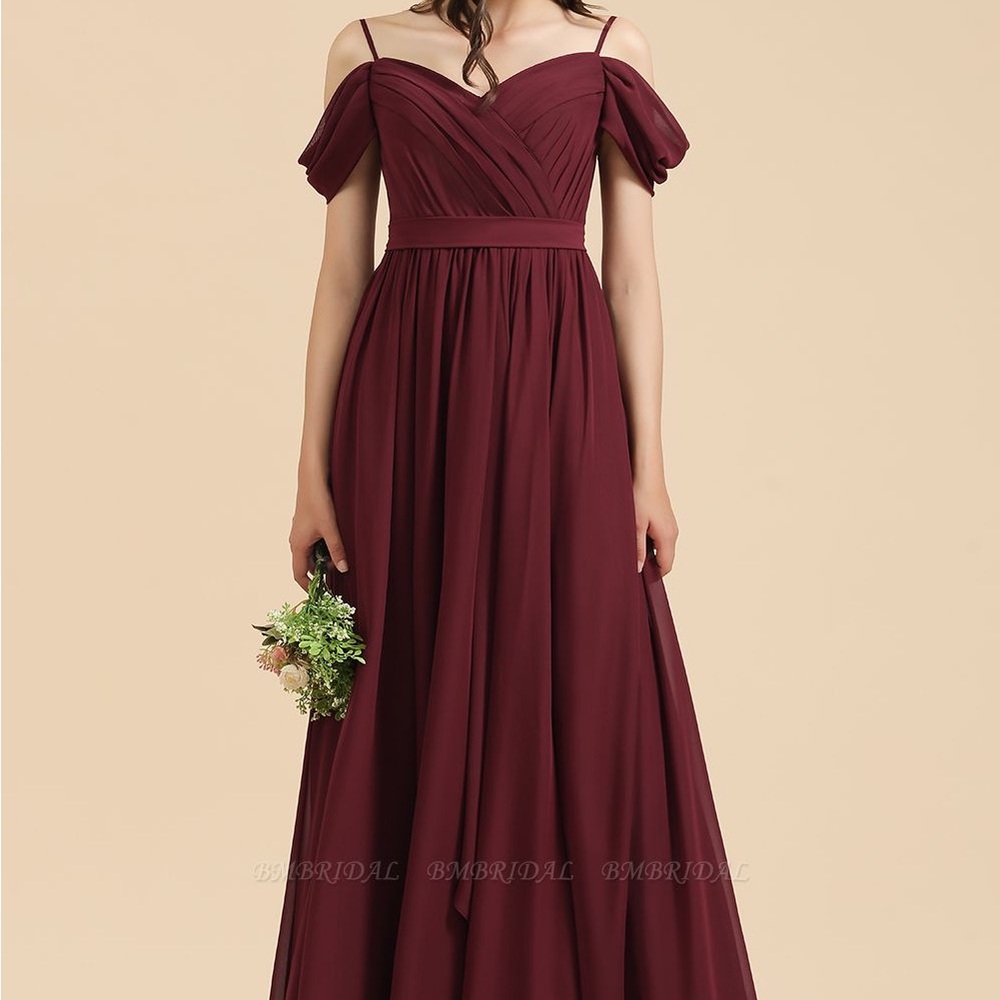 Off-the-Shoulder Sweetheart Daffodil Long Bridesmaid Dress With Slit